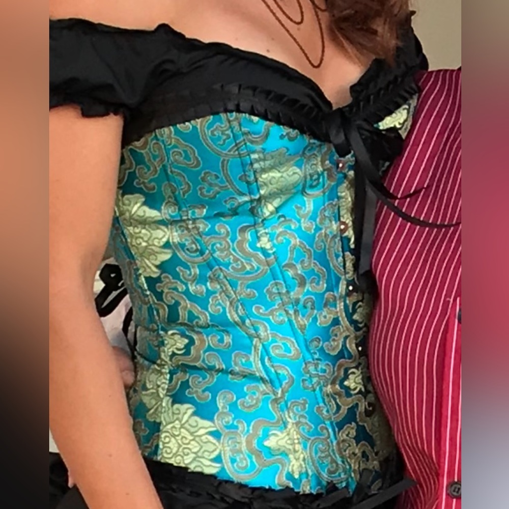 Turquoise and gold corset
